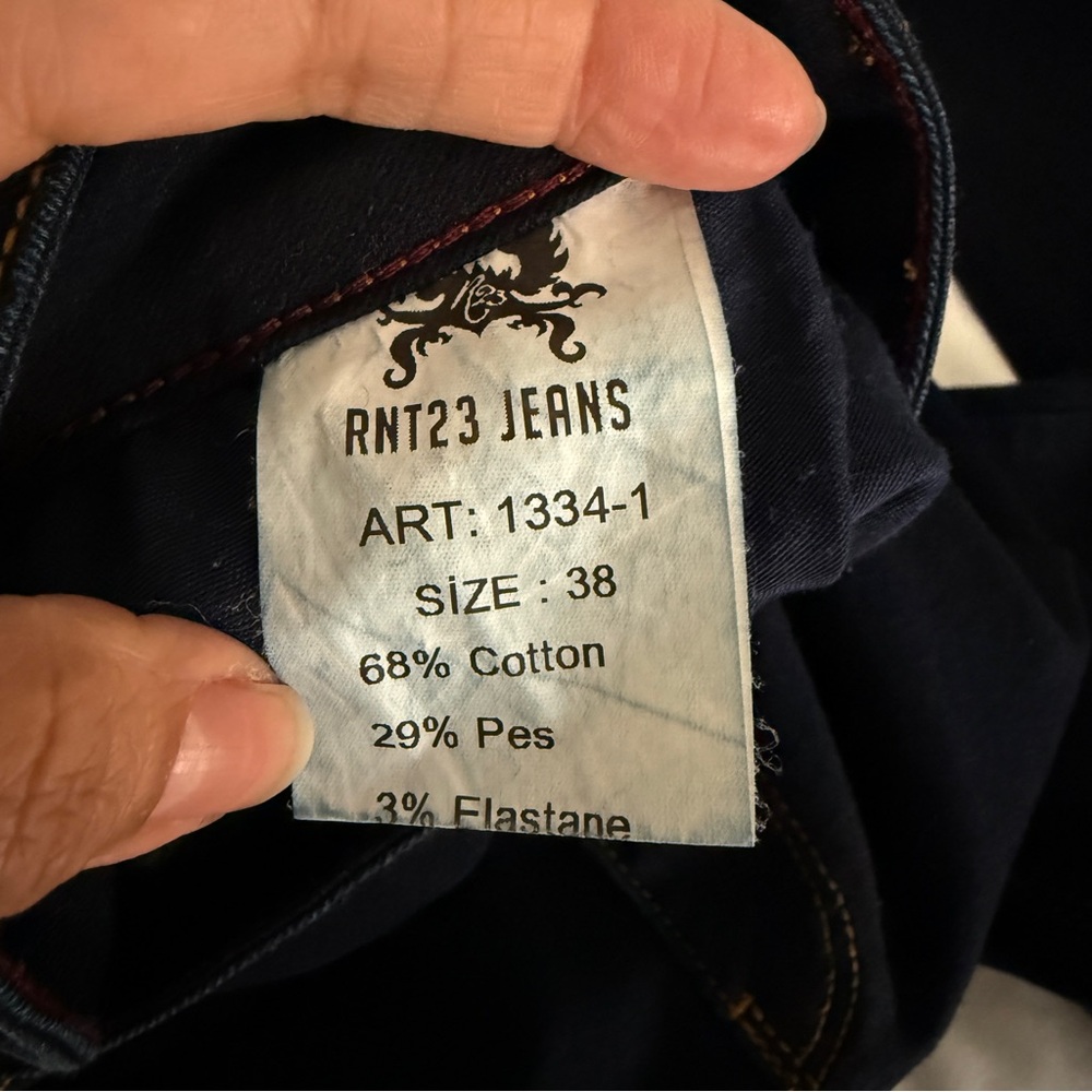 RNT23 Slim Tapered Dark Indigo Stretch Denim Jeans Men’s 38x33 - Picture 8 of 10